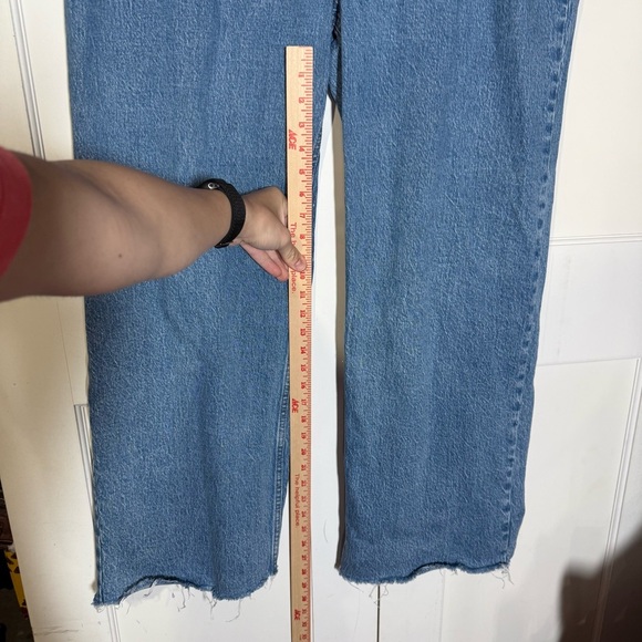 Abercrombie & Fitch 90s Relaxed Jean High Rise Size 34 / 18 LONG Blue Wash Wide - Picture 5 of 10